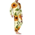 thumbnail image 2 of Salouo Sunflowers And Butterflies Print Button-Front Long Sleeve Pajama Set for Men, Soft 2Pjs Men's Long Sleeve Sleepwear-X-Large, 2 of 7