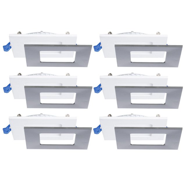 Nadair 4" LED Ultra Square slim recessed light, 3000K, 6-pack, Dimmable