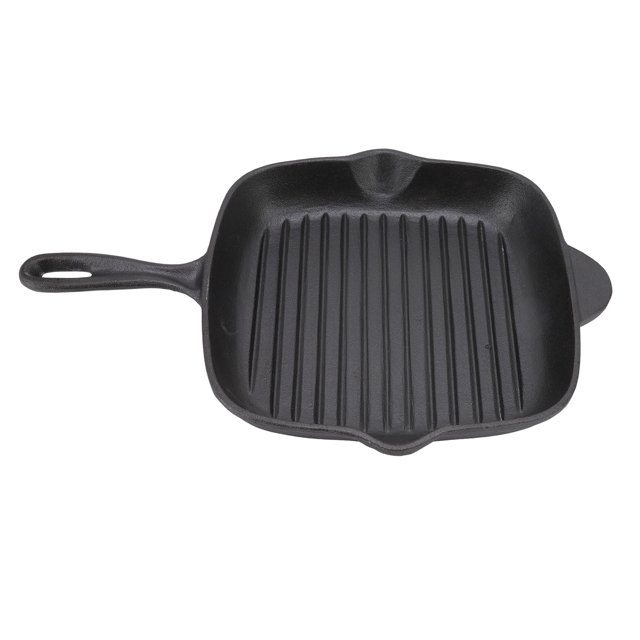 Sartén Para Parrilla De Hierro Fundido De Gran Capacidad, Sartén Antiadherente Con Doble Salida Para Camping Y Restaurante