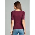 thumbnail image 2 of Essential Basic Women's Cotton Blend V Neck Tee Shirt Half Sleeves - Plum, S, 2 of 2