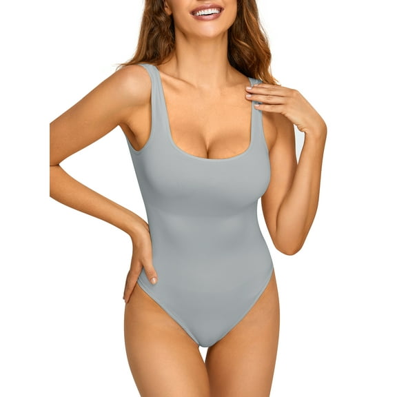 SHCKE Womens' Waist Trainer Tummy Control One Piece Shapewear Bodysuit Sleeveless Body Shaper Butt Lifter Slimming Bodysuit for Women Shaping Girdles Waist Trainer
