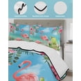 thumbnail image 4 of Quilts Twin-XL Size Bedding Set, Pink Flamingos Lightweight Quilted Comforter, Summer Beach Tropical Floral Cactus Soft Reversible Bedspread Coverlet with Pillow Covers for All Season, 68" x 98", 4 of 7