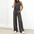 thumbnail image 2 of Two Piece Set for Women Summer Outfits Mock Neck Sleeveless Tank Top Wide Leg Pants Athletic Matching Sets Summer Vacation Travel Outfits Trendy Going Out Suits for Womens 2026 Dark Gray M, 2 of 4