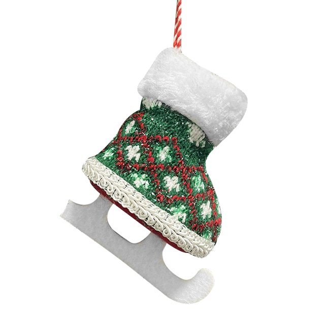 CHAO Adornos navideños colgantes para árboles de Navidad Adornos navideños colgantes para patines de Navidad Decoraciones para árboles de Navidad Lana verde A06