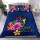 thumbnail image 1 of Juego de Ropa de Cama Polinesia - Islas Cook Juego de Funda Nórdica Floral con Foca Azul, 1 of 5