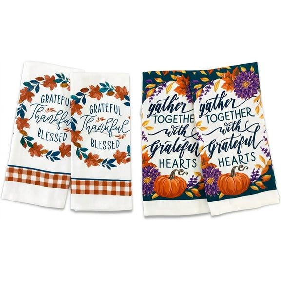 Serafina Home Decorative Fall Kitchen Towels with Country Fall Theme, Set of 4