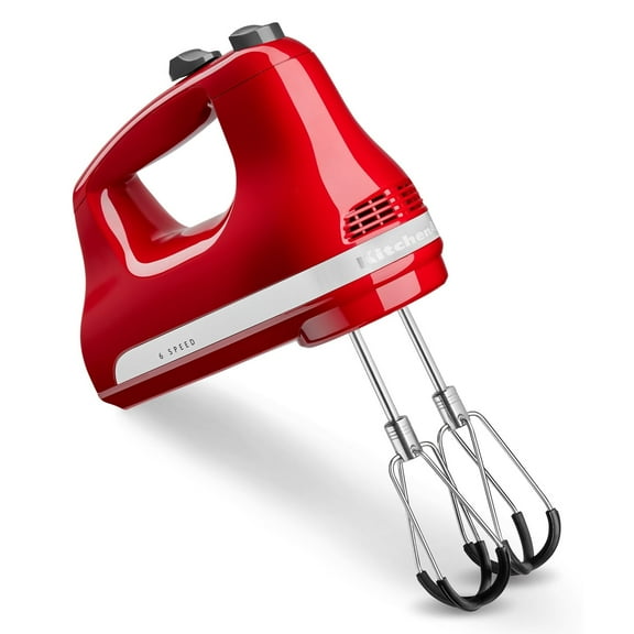 KitchenAid 6 Speed Hand Mixer with Flex Edge Beaters, Empire Red, KHM6118