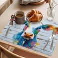thumbnail image 3 of Country Cow Placemats Set of 12 Colorful Abstract Animals Wooden Grain Place Mats Indoor Wipeable Table Mats Washable Cloth Dining Table Placemats for Kitchen Holiday Party Home Decor 13x19 Inch, 3 of 9