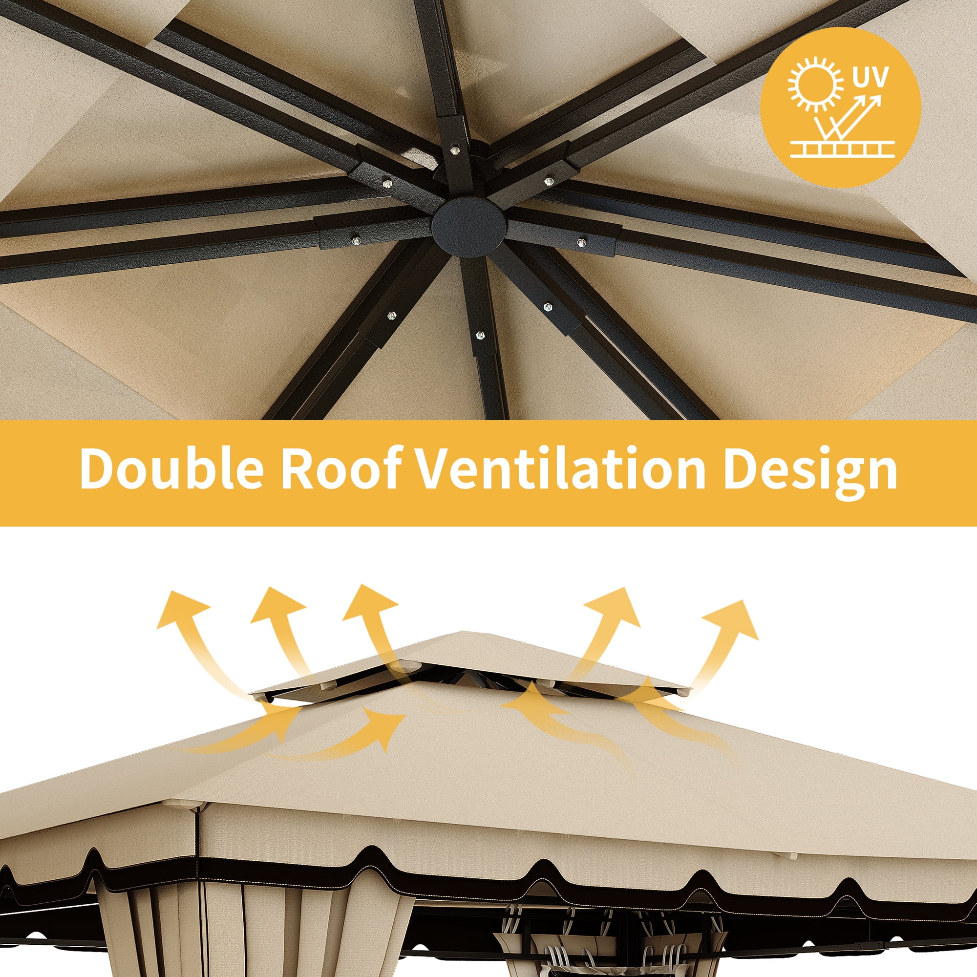 Dextrus 10' x 12' Outdoor Gazebo for Patios, Double Roof Dextrus 10' x 12' Outdoor Gazebo for Patios, Double Roof