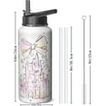 thumbnail image 4 of 32oz Cartoon Castle Water Bottle - Fireworks Bowknot Double Wall Vacuum Insulated Stainless Steel Tumbler with Leakproof Flip Straw & Handle,Travel Mug for Hot/Cold Drinks - Gift for Castles Lovers, 4 of 5