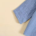 thumbnail image 5 of Comdrip Boys Linen Set Children's Color Front Strap Two Piece Set Baby Pure Cotton Shirt Long Sleeved Pants Solid Color Set Toddler Boy Linen Pants Blue 80, 5 of 7