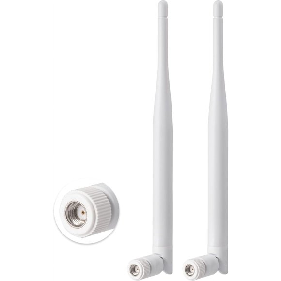 2.4GHz 5GHz 6dBi WiFi Antenna for Security Camera Surveillance DVR Recorder WiFi Router, RP-SMA Connector, White, 2-Pack