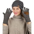 thumbnail image 3 of Colorful Confetti Cable Knit Beanie and Anti-Slip Touchscreen Gloves Set, 3 of 4
