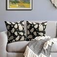 thumbnail image 3 of Black Halloween Pillow Covers 18x18 Set of 2 Cute Cream Ghost Printed Rustic Style Outdoor Decorative Throw Pillows Country Farmhouse Pillowcases Cushion Case Holiday Decor for Sofa Couch Bed, 3 of 6