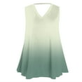 thumbnail image 3 of USSUMA Tops for Women Trendy Women's Tank Tops Sleeveless V Neck Loose Plus Size Tops for Women Printed Gradient Elegant Tops Loose Shirt Business Green Up to 65% off Tank Top for Women Xxxxl, 3 of 5