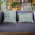 thumbnail image 2 of Plutus Azure Garden Cherry Blossoms Printed On A Linen Looking Polyester. Luxury Throw Pillow - Double sided 22" x 22", 2 of 2