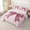 thumbnail image 3 of Erosebridal Polkadots Bowknot Girls Quilt King, Pink Princess Style King Coverlet Set, 3 Pieces, 3 of 7