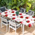 thumbnail image 2 of Red Roses Table Cloths for 8 Foot Rectangle Tables, Valentine's Day Floral Love White Country Patio Waterproof Elastic Fitted Tablecloths, Washable Rectangular Table Cover for Camping, 2 of 8
