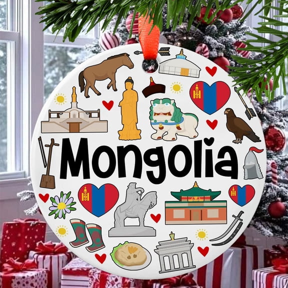 Mongolia Christmas Ornament, Ceramic/Acrylic Ornament, Mother’s Day Keepsake, Valentine’s Day Decor, Festival Gift Ornament, Collectible 2025