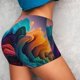 thumbnail image 4 of Fotbe Colorful Surreal Landscape Shorts Sin Costuras – Shorts Deportivos de Cintura Alta para Mujer, Elásticos para Gimnasio, Yoga, Running o Ciclismo-Medium, 4 of 8