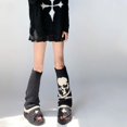thumbnail image 3 of Calcetines góticos Punk hasta la rodilla para mujer, calentadores de piernas tejidos con esqueleto de calavera, 3 of 5