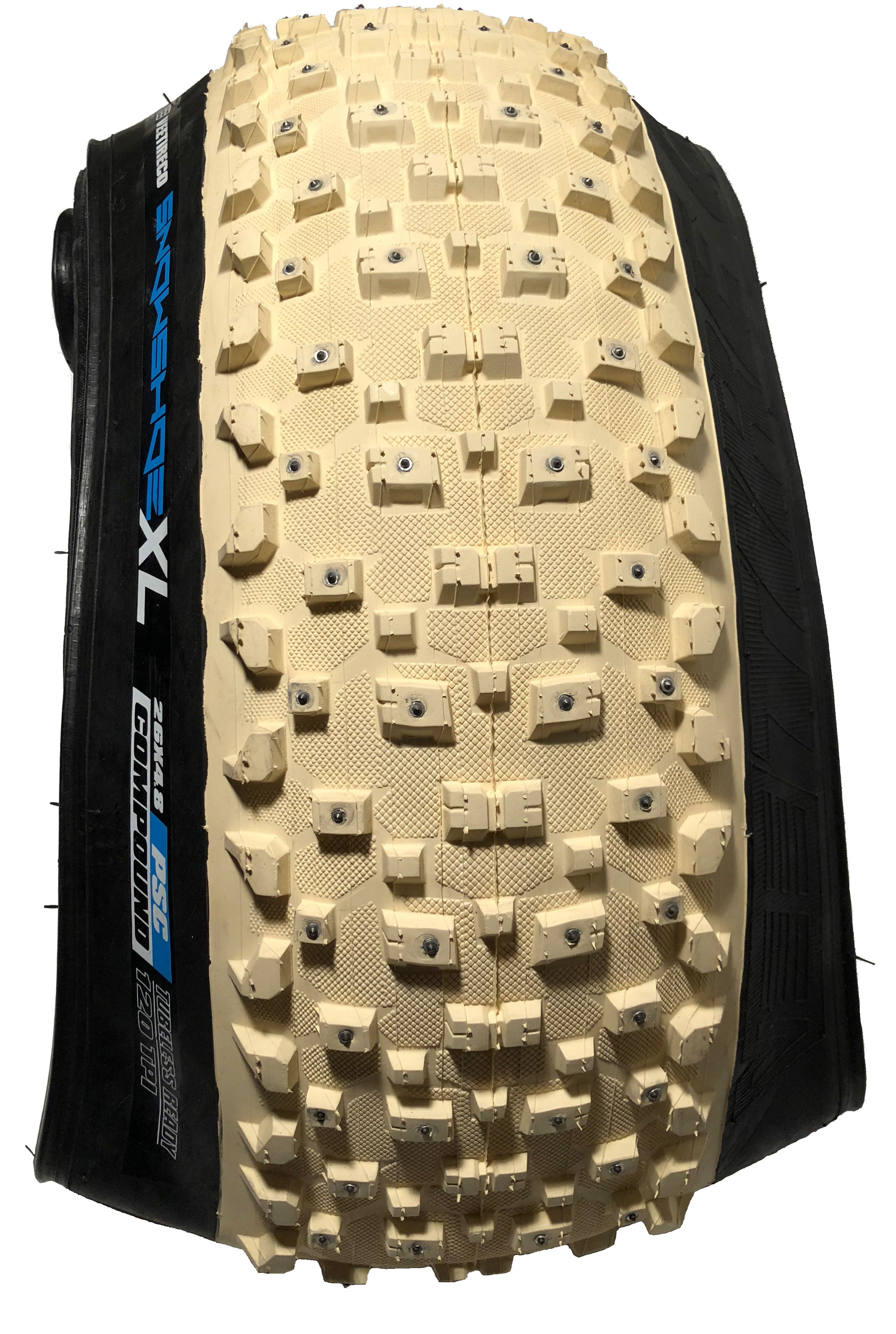 2 Vee Tire 26x4.8 Snow Shoe XL Studded Fat Tires FB White Pure Silica Compound 