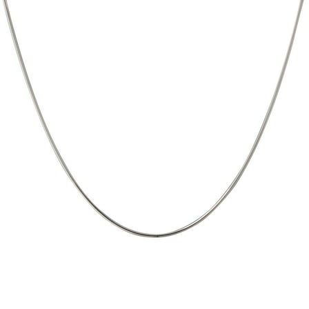 Brilliance Sterling Silver 1mm Round Snake necklace, 16inch Made In Italy white color