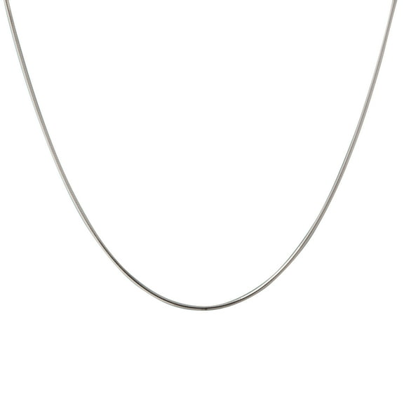 Brilliance Sterling Silver 1mm Round Snake necklace, 16inch Made In Italy white color