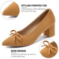 thumbnail image 3 of Ecetana Women's Pointed‑Toe Faux Suede Bow Pumps Chunky Block Heel Closed‑Toe Comfort Dress Shoes for Office Wedding, 3 of 6