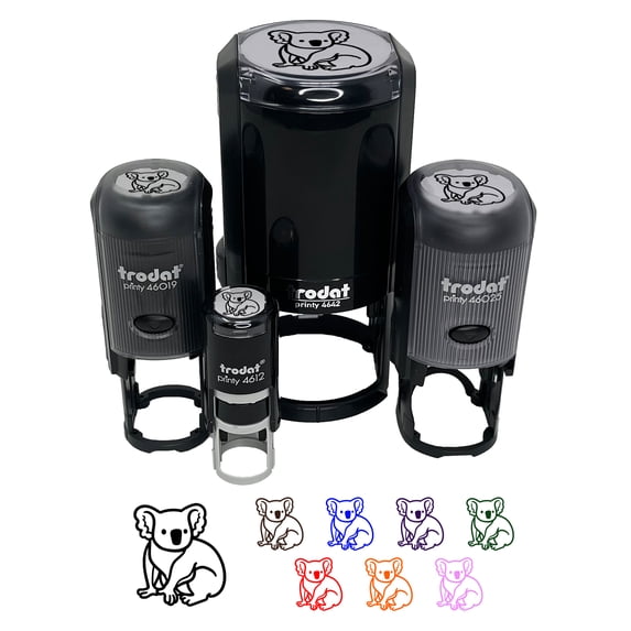 Koala Bear Sitting Self-Inking Rubber Stamp Ink Stamper - Brown Ink - Small 3/4 Inch