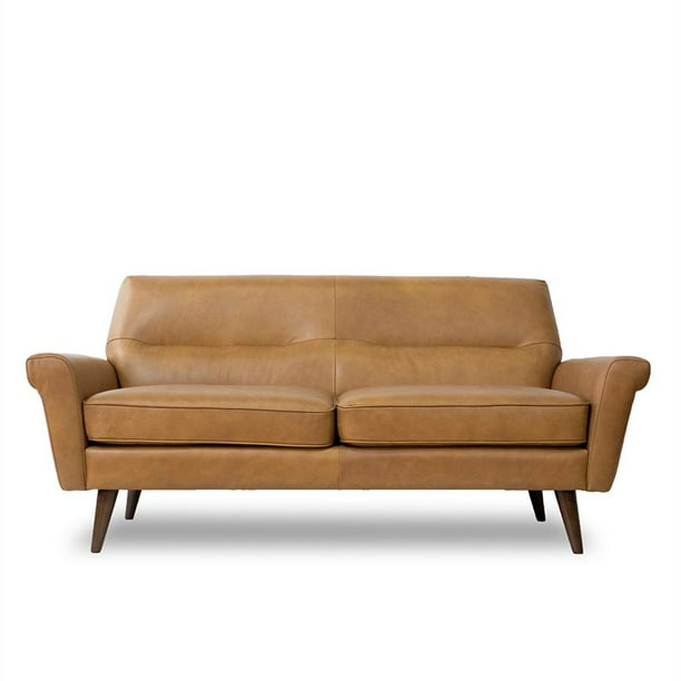 Mid Century Modern Lloyd Cognac Tan, Mid Century Leather Sofa