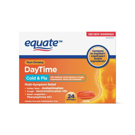 Equate Daytime Non-Drowsy Cold and Flu Softgels, 24 ct