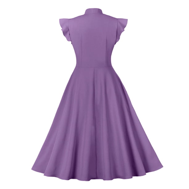 50s purple dress Purple 50s Cotton Dress By Brief Measure, XS  THE VAULT COLLECTIVE &  ELSWHEN ELSEWEAR