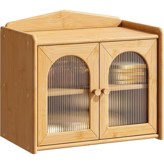 Bread Box for Kitchen Countertop Large Bread Box Farmhouse Bread Container Bread Storage with Window Bread Holder (Natural, Large)