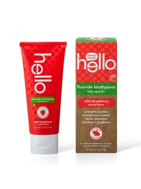 hello Kids Natural Wild Strawberry Fluoride Toothpaste, Natural Flavor, Vegan & SLS Free