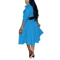 thumbnail image 2 of Fangasis Women Sundress Plus Size Shirt Dresses Solid Color Midi Dress Ladies Boho Kaftan Holiday Blue XL, 2 of 3