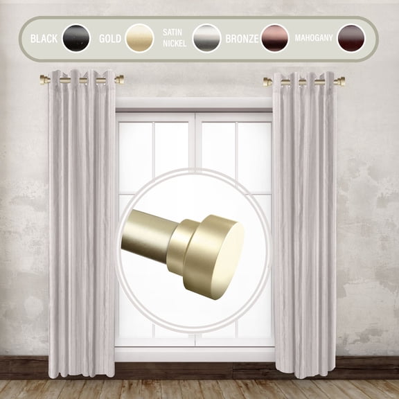 Contemporary Home Living Set of 2 Gold Solid Elegant Side Curtain Rods 44.5"