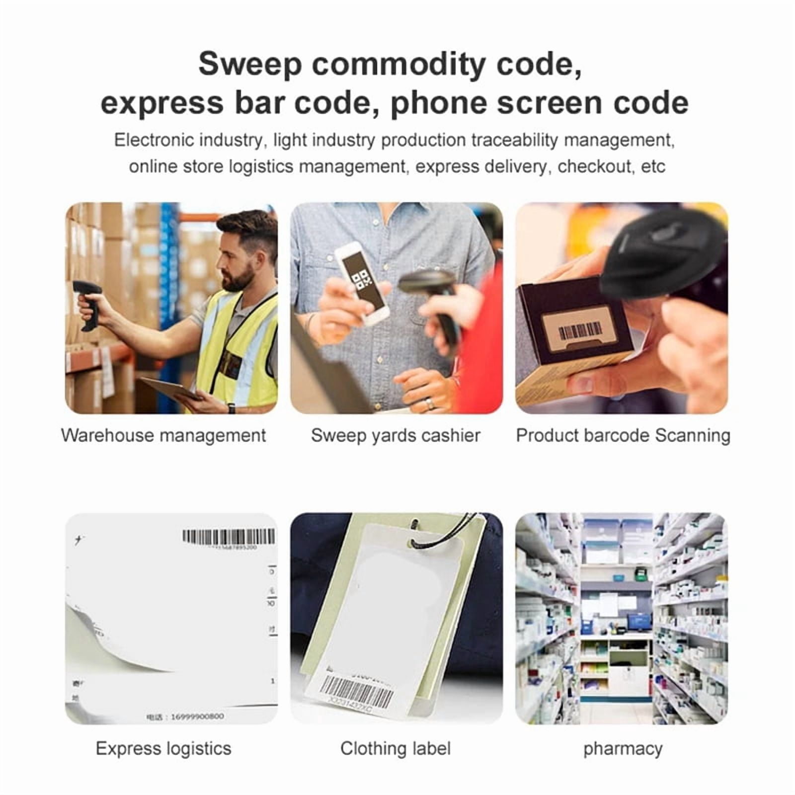 2X Universal 1D/2D USB Wired Barcode Scanner Handheld QR Codes Reader Mobile POS Plug and Play Support Logistic Store