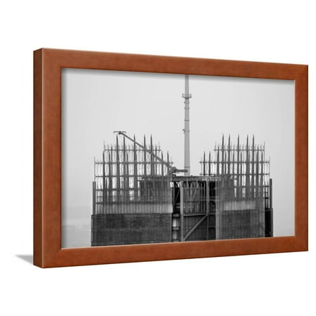 Black and White of the Top of the Bank of America Building in NYC Framed Poster Wall