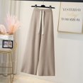 thumbnail image 1 of Pantalones anchos de punto casuales rectos con cordón para mujer, pantalones largos de fregona de cintura alta holgados y drapeados de estilo perezoso para otoño e invierno para mujer, 1 of 5