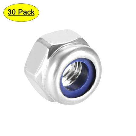 

M4 x 0.7mm Nylon Insert Hex Lock Nuts 201 Stainless Steel 30 Pcs