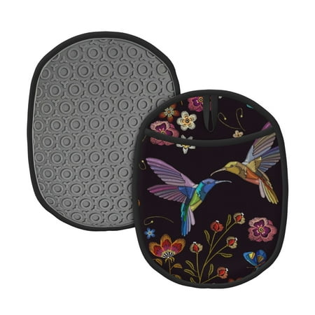 

Naloa Humming Bird Silicone Pot Holders Oven Mitts Heat Resistant Hot Pads Non Slip Pot Holder for Kitchen Baking and Cooking 9.4 x 7.5 Inches