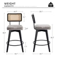 thumbnail image 5 of Zesthouse 26.2" Swivel Counter Height Bar Stools Set of 2, Upholstered Linen Counter Stools with Rattan Back, Mid Century Barstools with Solid Wood Frame for Kitchen Island, Gray, 5 of 12