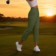 thumbnail image 7 of Yungyresw High Waisted Ankle Pants For Women Straight Leg Elastic Waist Lightweight Athletic Pants Stretch Running Workout Trousers Deep Green L, 7 of 7