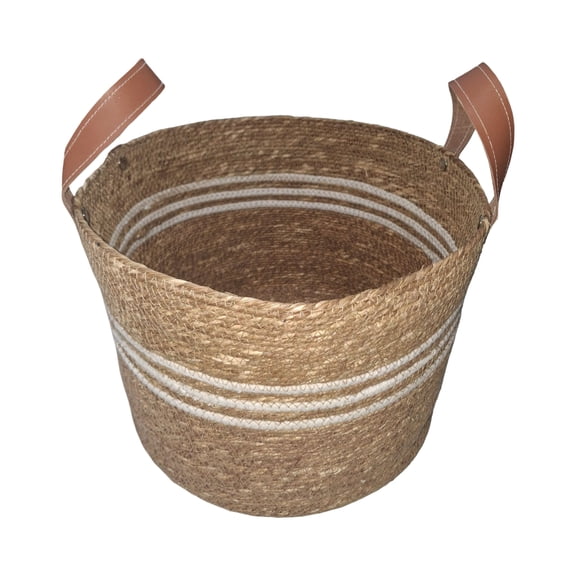 Ashland 12" Natural Jute Woven Storage Basket , Summer Home Decor
