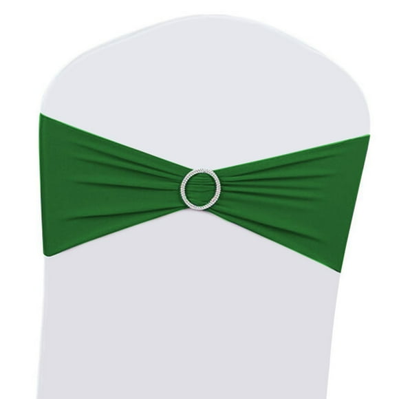 Boshen 100PCS Stretch Chair Sashes Bows Chair Bands with Buckle for Wedding Hotel Banquet Birthday Party Decorations - Green
