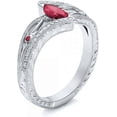 thumbnail image 2 of Anillo para mujer shaofei con gemas artificiales ovaladas y diamantes de imitación rosa rojo tamaño 7, 2 of 5