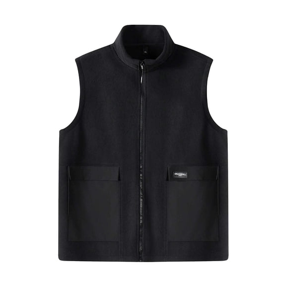 FchengtaiS Men's Polar Fleece Vests Stand Collar Sleeveless Zip Up Jackets Casual Fall Winter Warm Outerwear with Pocket