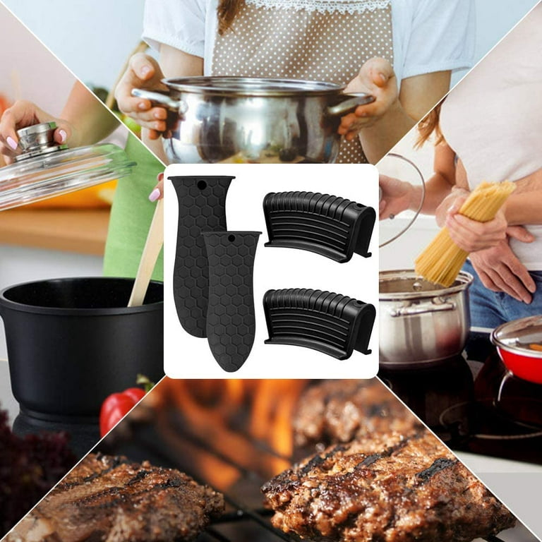  SKEMIX 4 Packs Silicone Hot Handle Holder Kitchen Heat