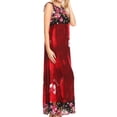 thumbnail image 4 of Sakkas Abby Womens Casual Long Tropical Off Shoulder Dress Elastic & Floral Print - Burgundy - Large, 4 of 5